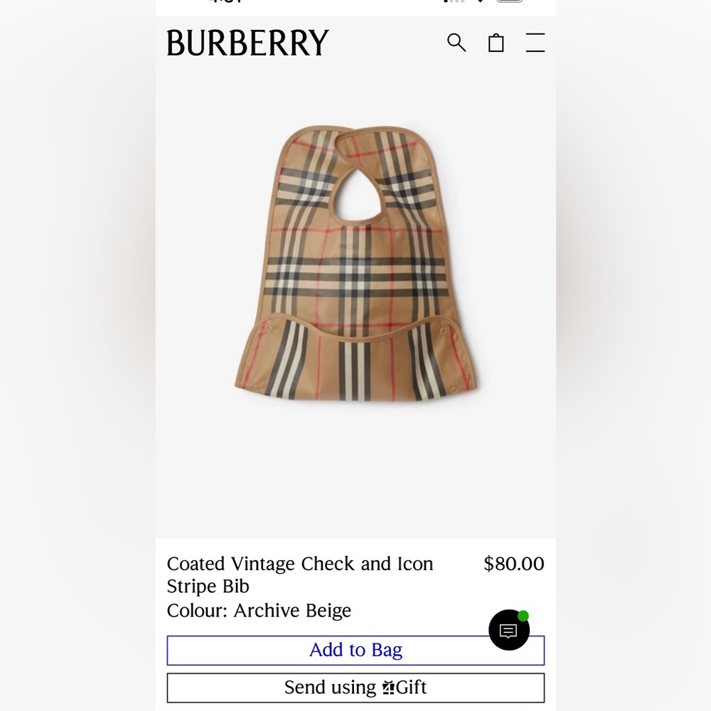 Burberry baby bib. In very good condition.